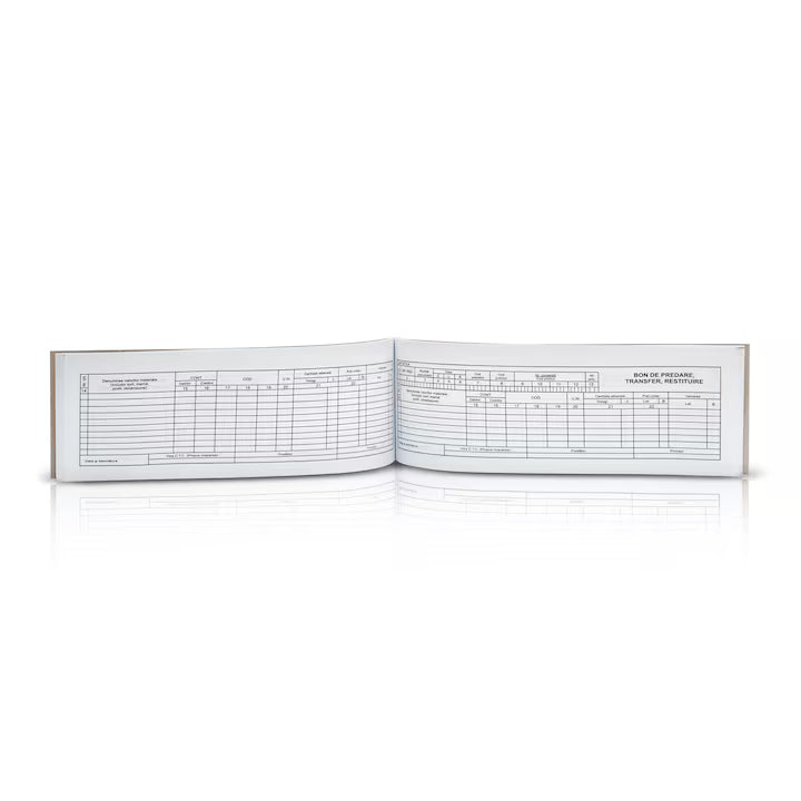 Bon predare transfer, A5, 100 file, hartie autocopiativa, 4 exemplare, coperta carton, landscape - Tipografia Astra