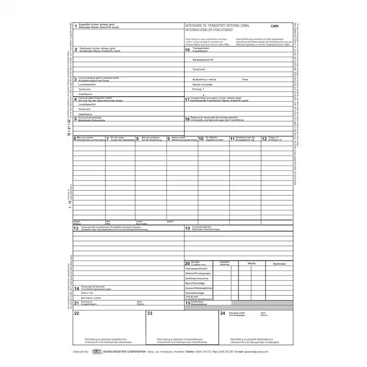 CMR autocopiativ 3 exemplare, A4, 150 file, coperta hartie, portrait
