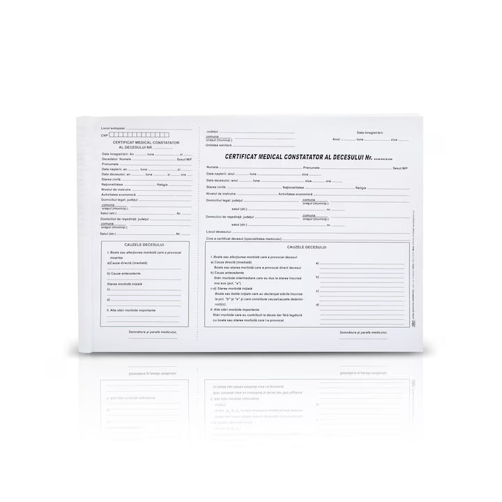 Certificat medical constatator al decesului, A4, 100 file, hartie 70 g, coperta hartie, landscape