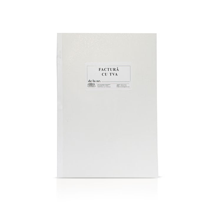 Factura cu TVA, A4, 150 file, hartie autocopiativa, 3 exemplare, coperta carton, landscape