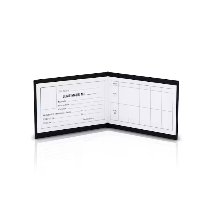 Legitimatie de serviciu, 100x70 mm, imitatie piele, inscriptionat embosat - Tipografia Astra