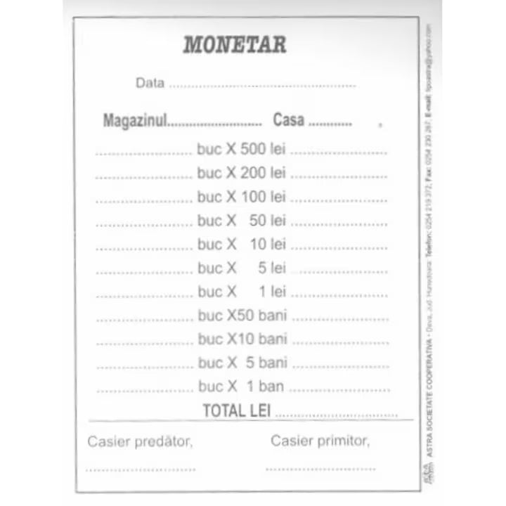 Monetar simplu, A6, 100 file, hartie 70 g, coperta hartie, portrait