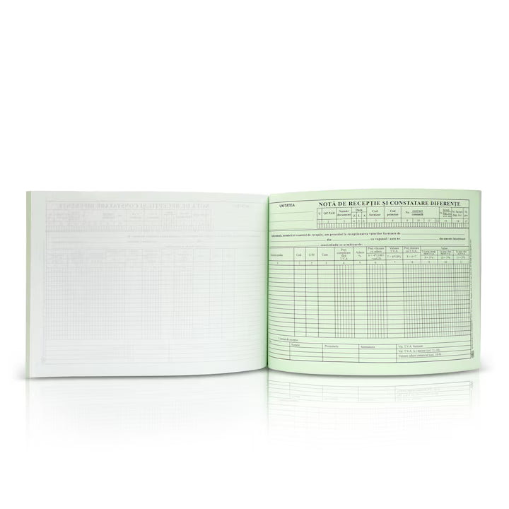Nota de receptie cu TVA, A4, 100 file, hartie autocopiativa, 2 exemplare, coperta carton, portrait - Tipografia Astra