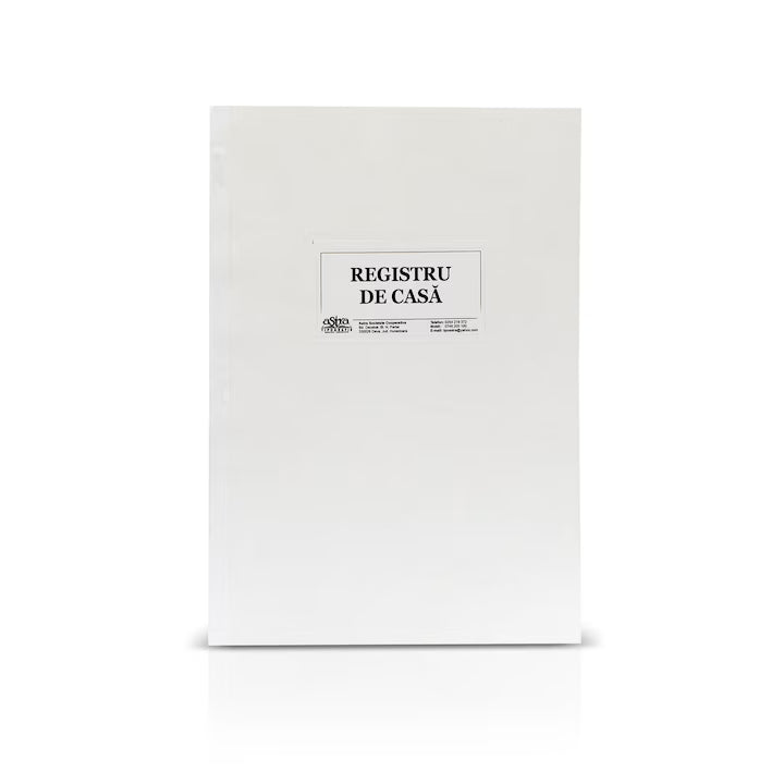 Registru de casa A4, 100 file, hartie autocopiativa, 2 exemplare, coperta carton, portrait