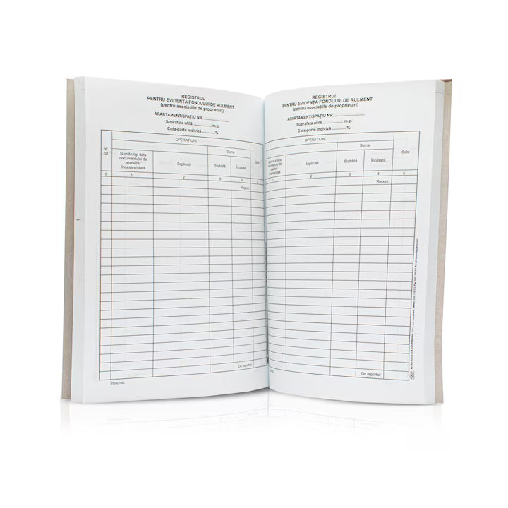 Registru fond rulment, A4, 100 file, hartie 70 g, coperta carton, portrait - Tipografia Astra