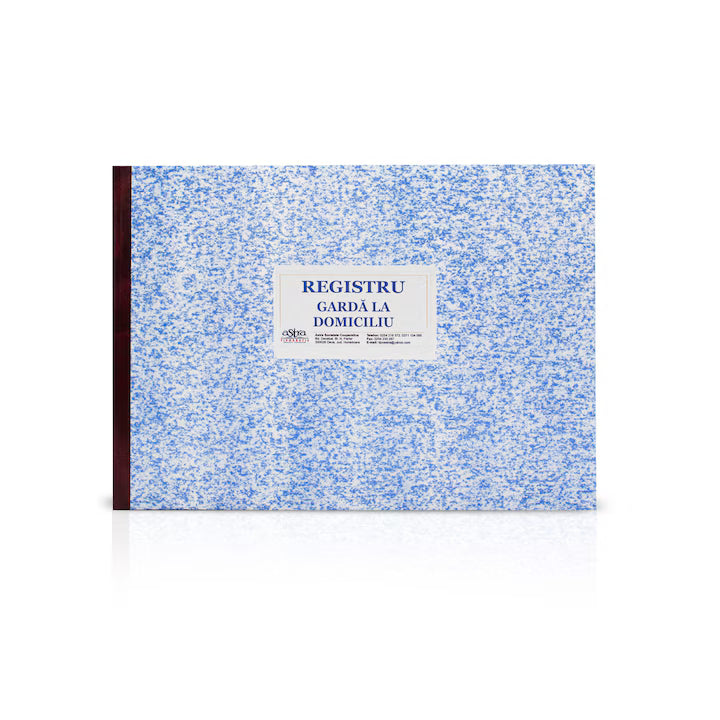 Registru garda la domiciliu, A4, 100 file, hartie 70 g, coperta mucava, landscape