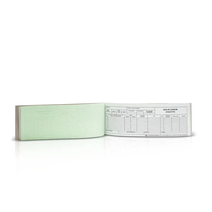 Bon de consum, A5, 100 file, hartie autocopiativa, 2 exemplare, coperta carton, landscape - Tipografia Astra