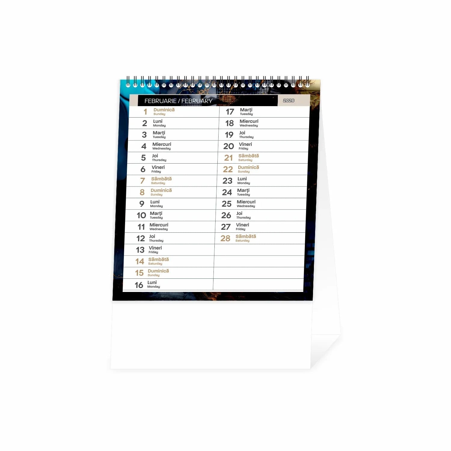 Calendar de birou INDESIGN 2026 format 15x17cm, 12 pagini hartie speciala - Tipografia Astra