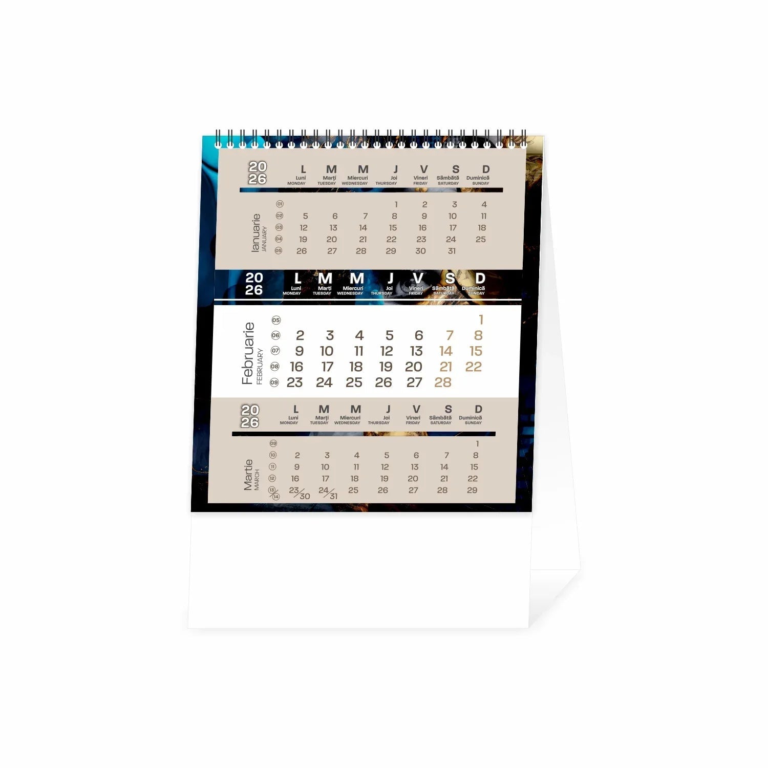 Calendar de birou INDESIGN 2026 format 15x17cm, 12 pagini hartie speciala - Tipografia Astra