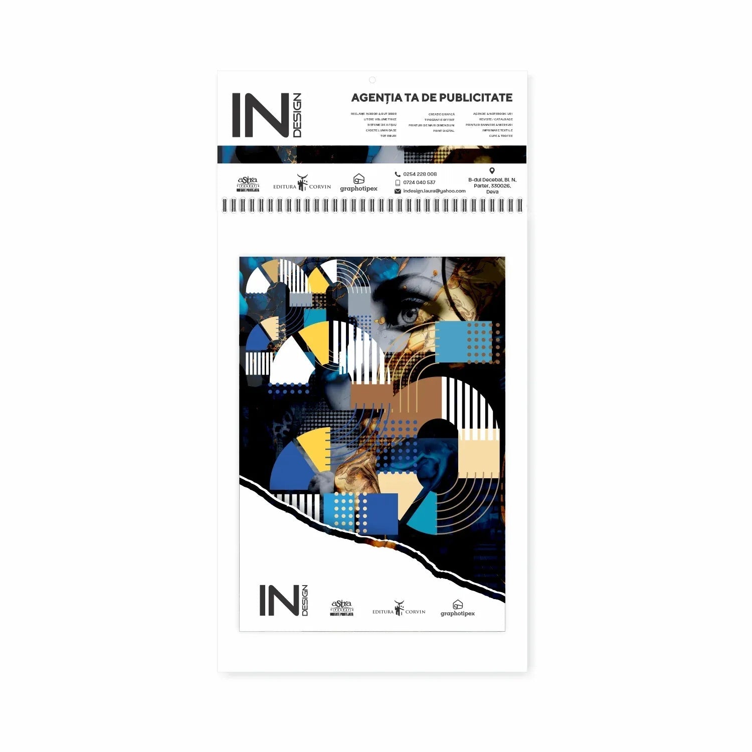 Calendar de perete, 2026, 32x45cm, 12 pagini, hartie speciala, arc metalic