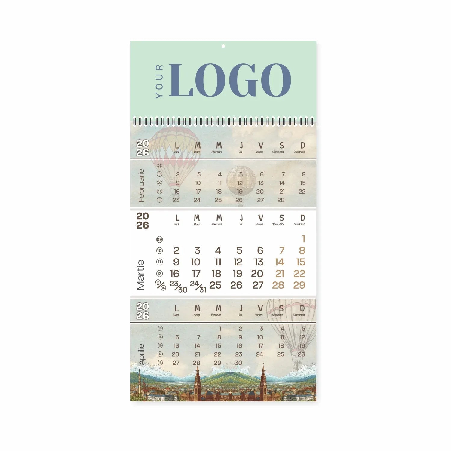 Calendar perete colectia BALOANE, 2026, 32x45cm, 12 pagini, hartie speciala, arc metalic - Tipografia Astra