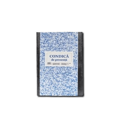 Condica prezenta 10 pozitii, A6, 100 file, hartie 70 g, coperta carton, portrait - Tipografia Astra