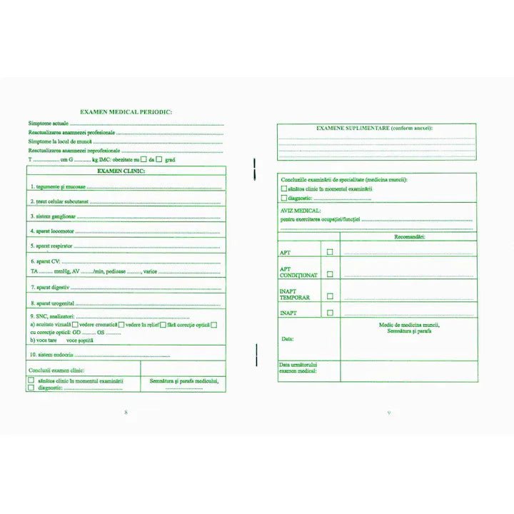 Dosar medical, A5, 8 file, hartie 70 g, coperta 140 g, portrait - Tipografia Astra