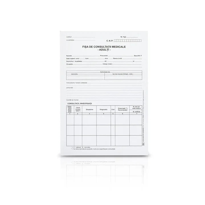 Fisa consultatii adulti, A4, volante, hartie 140 g, portrait