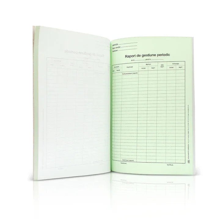 Raport de gestiune periodic, A4, 100 file, hartie autocopiativa, 2 exemplare, coperta carton, portrait - Tipografia Astra