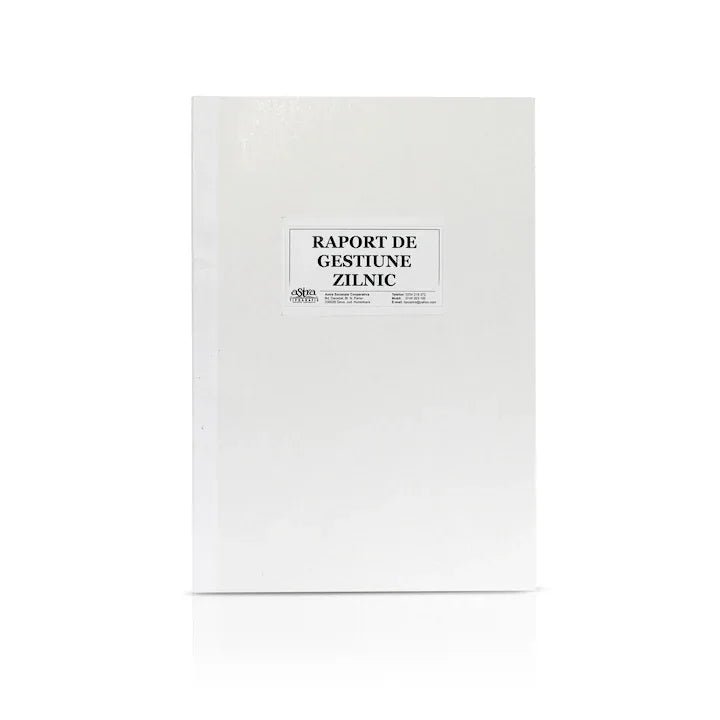 Raport de gestiune zilnic, A4, 100 file, hartie autocopiativa, 2 exemplare, coperta carton, portrait